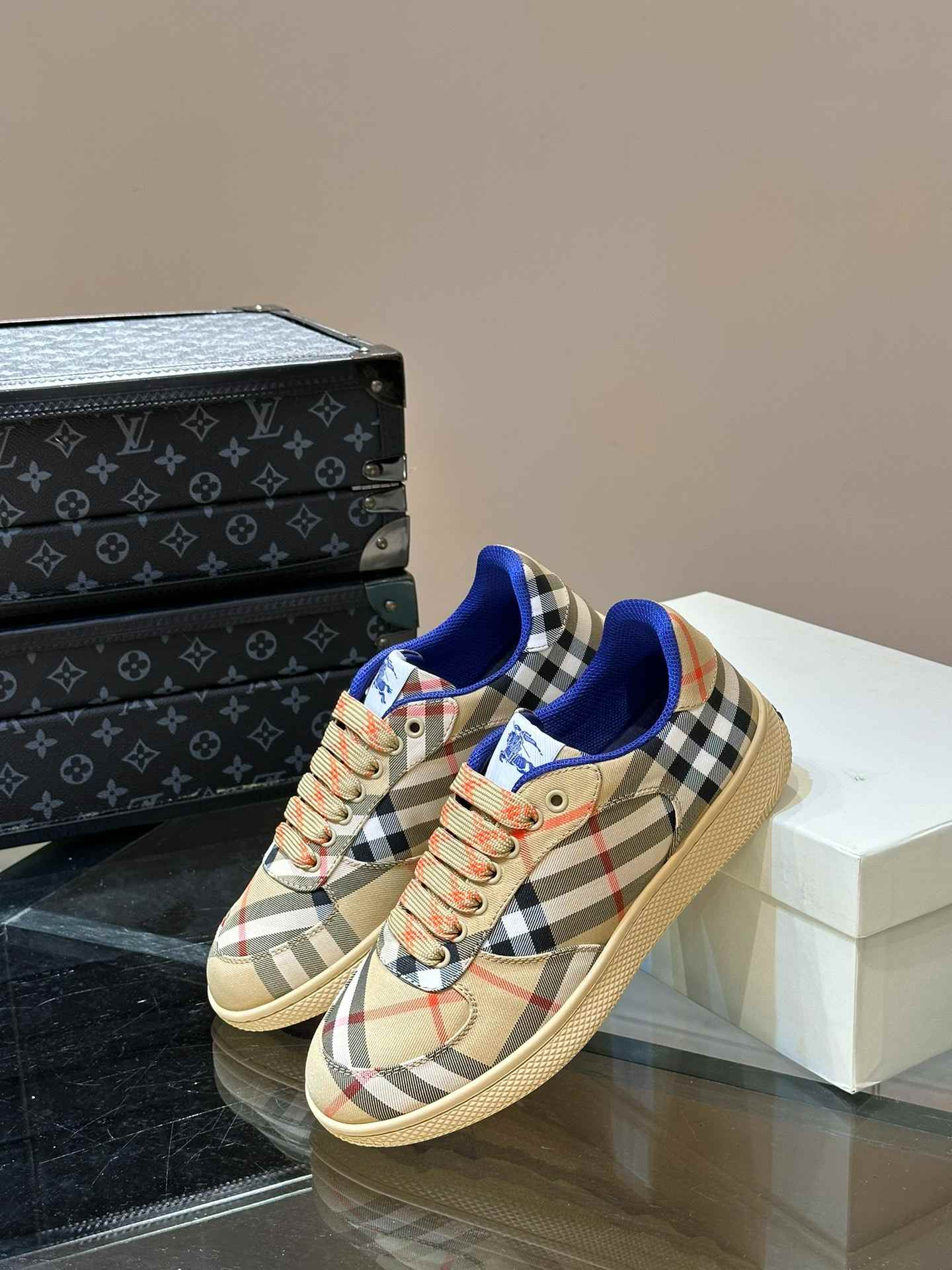 2024 Men's Classic Low-Top Plaid Canvas Sneakers Replica burberry sneakers shoes